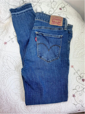 Women's Levi's 711 Skinny Jeans Size 27 Blue Distressed